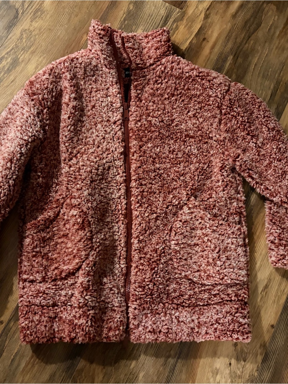 Zenana Outfitters Plush Zip Sherpa Jacket - Rose